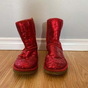 Red sequin UGGs size 6 used